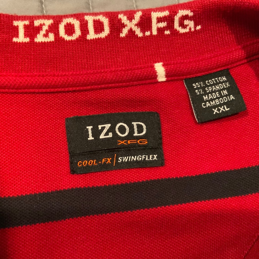 Izod XFG Polo Shirt, XXL, Red Striped - Picture 2 of 2